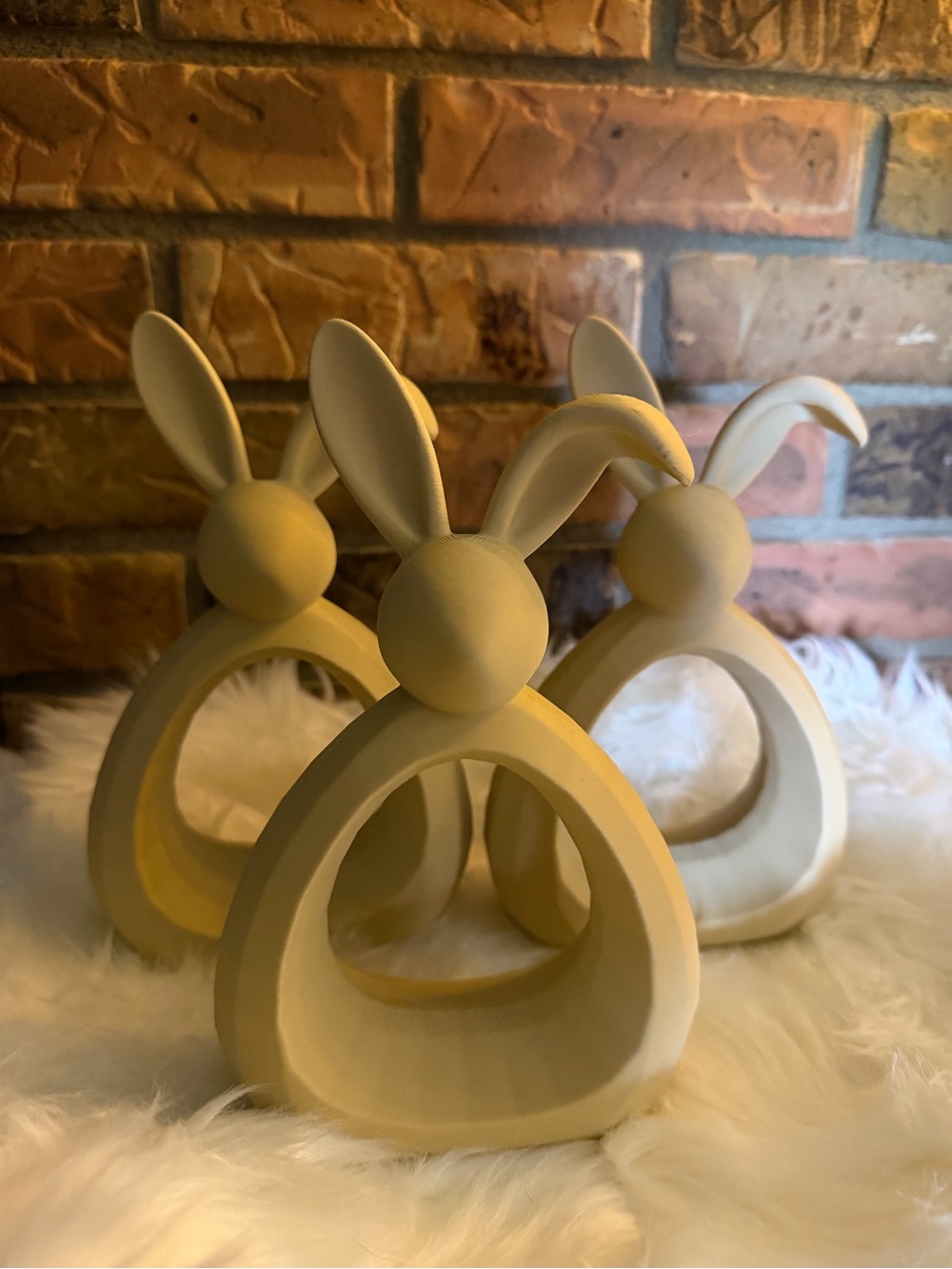 Hand Crafted 3D Printed Neutral Tan Bunnies (set of 3) NWOT